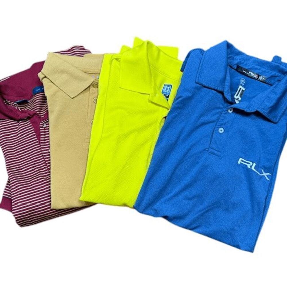 Bundle of 4 Men's Polos RLX, Boohoo Man, Jeff Rose, PGA Size Medium